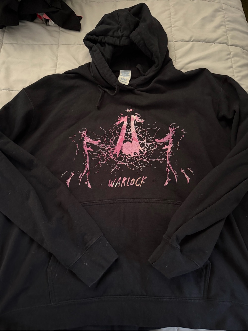 Black Warlock Graphic Hoodie with Pink Design DESTINY2